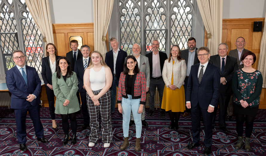 Sixteen people in the Canada Room & Council Chamber, Queen's University Belfast