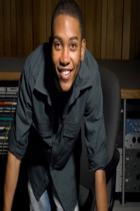 Young black male in recording studio