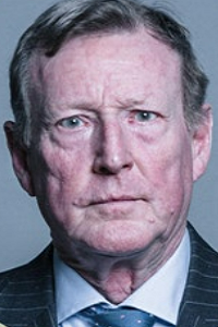 A Portrait of Lord David Trimble from shoulders up painted in lifelike detail by Colin Davidson.