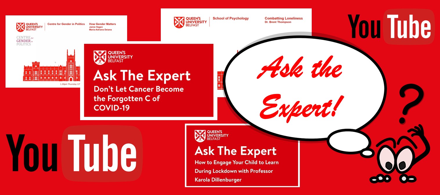 Compilation image of several Ask the Expert session details, Ask the Expert icon and YouTube icon