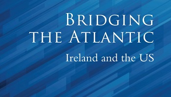 Bridging the Atlantic - Ireland and the US - symposium wording on blue background