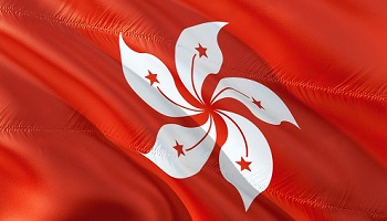 Hong Kong flag five white leaves with five red stars against red background