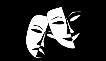 Two black and white acting, drama masks