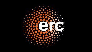 European Research Council logo - letters ERC on circular design of orange and yellow dots on black background