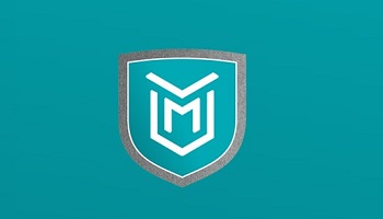 Logo of Marwadi University featuring shield with grey border on turquoise background with letters M and U prominent 