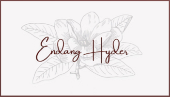 Graduate name Endang Hyder written over pencil drawing of flowers