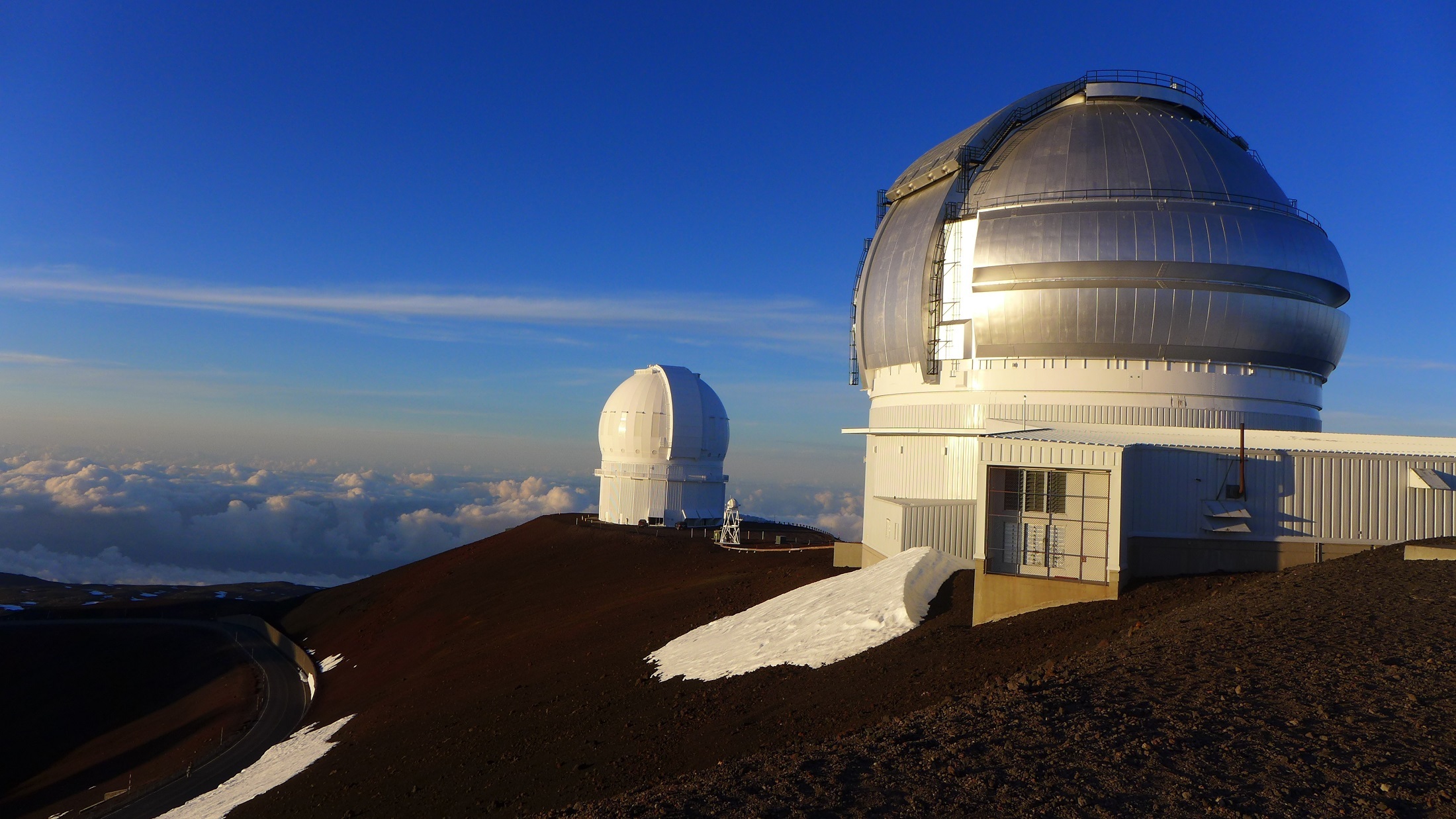 Hawaii telescope on hillside observation point 
