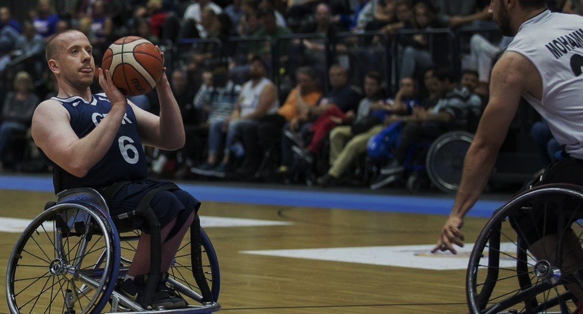 Wheelchair Basketball athlete James MacSorley takes aim ahead of the Paralympic Games