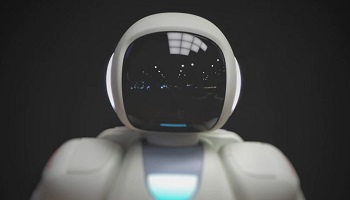 Artificial Intelligence robot - looking similar to astronaut - pictured against black background
