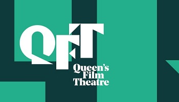 Queen's Film Theatre QFT logo, white on green