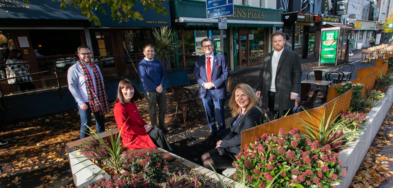 Ormeau Parklet - new public area created in former car parking spaces
