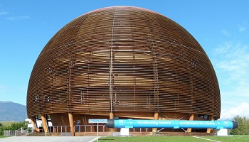 The wooden dome Globe of Science and Innovation visitor center, designed to inform visitors about the research being carried out at CERN, Switzerland