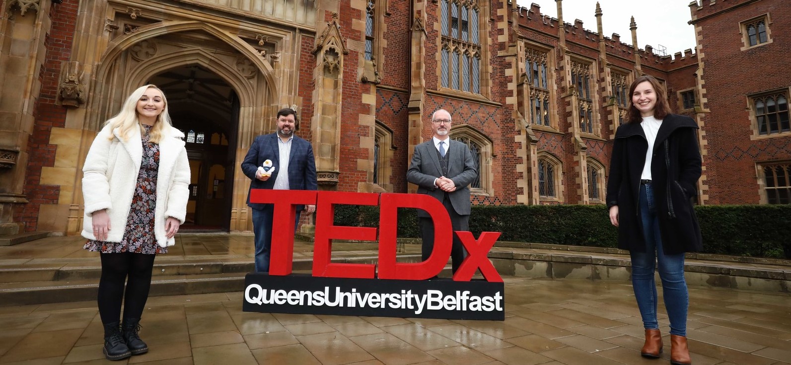 Launching TEDx at Queen's University Belfast in front of the Lanyon Building