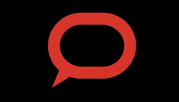 The Conversation logo - red speech bubble, stylized O