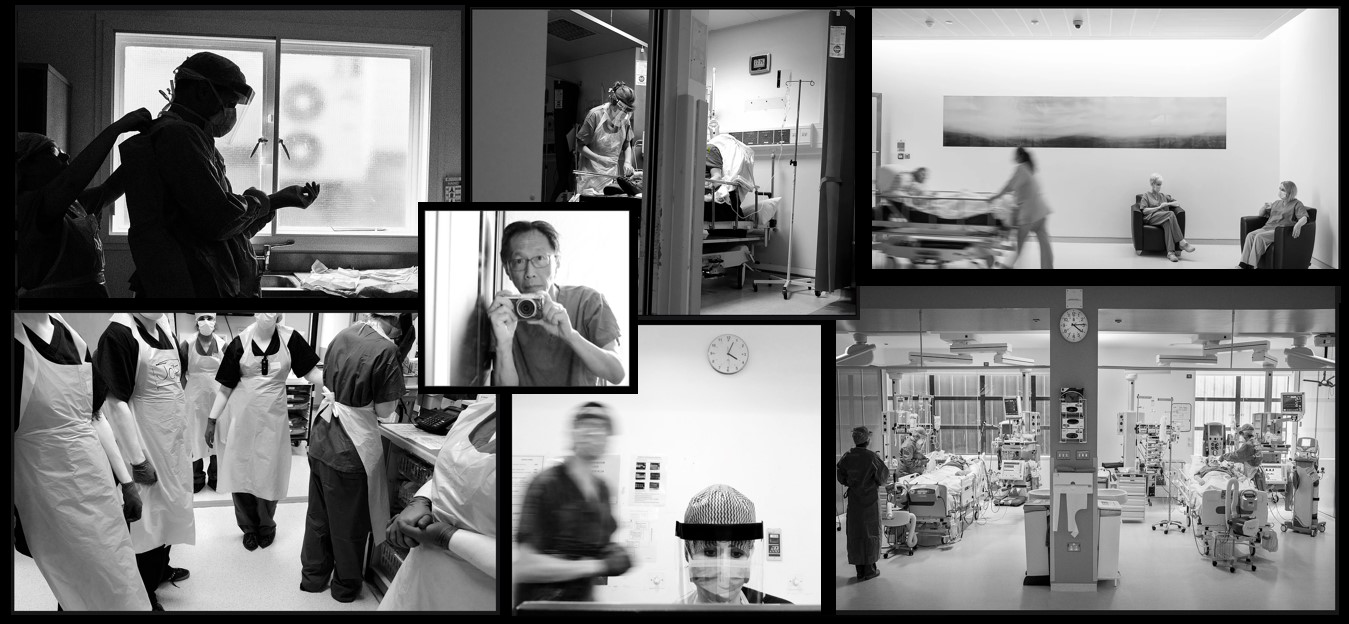 Collage of black and white hospital scenes captured during Covid-19 pandemic 9 by Dr Tuck Goh