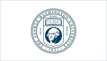 George Washington University crest with mono image of Washington in centre