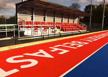 New hockey pitch painted red and blue