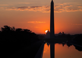 Washington monument at dusk