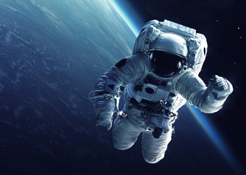 astronaut floats through space